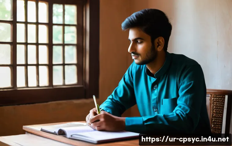 임상심리사 시험 공부 스케줄 - A serene study room in a traditional South Asian home, featuring a young adult male wearing modest, ...