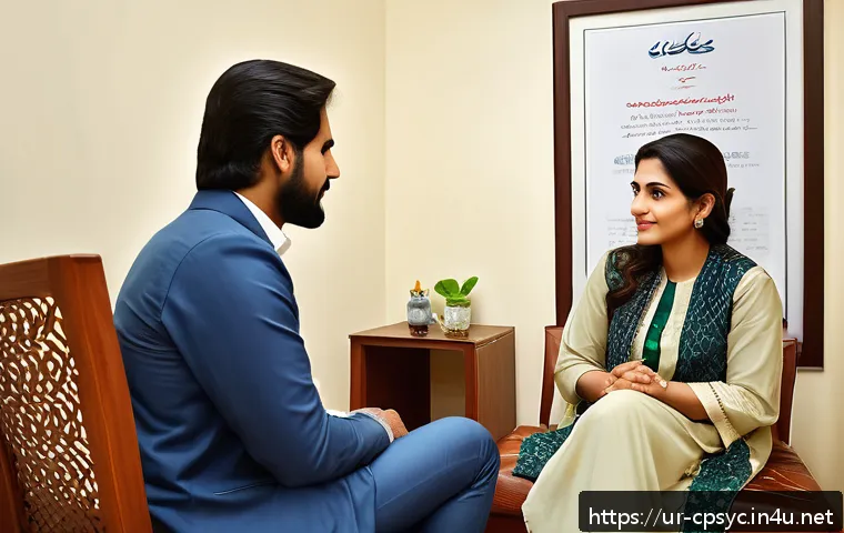 임상심리사 자격증 활용 분야 - A professional clinical psychologist in a modern private clinic in Pakistan, wearing formal attire w...